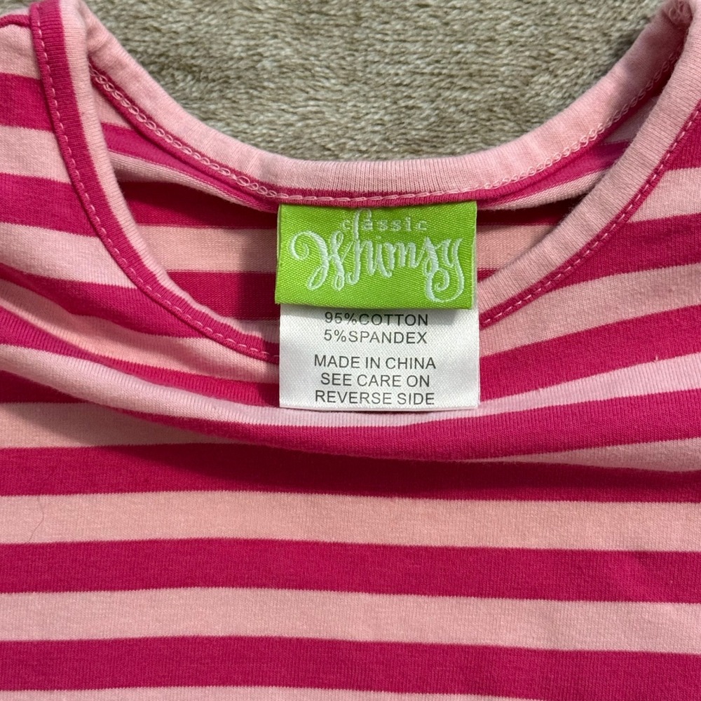 Classic Whimsy Girls Pink Striped Pumpkin Applique Ruffle Fall Dress 3T - Picture 3 of 7